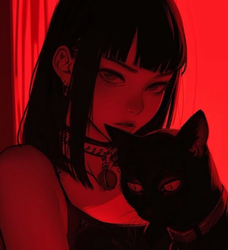 Aesthetic Red Anime Girl PFP