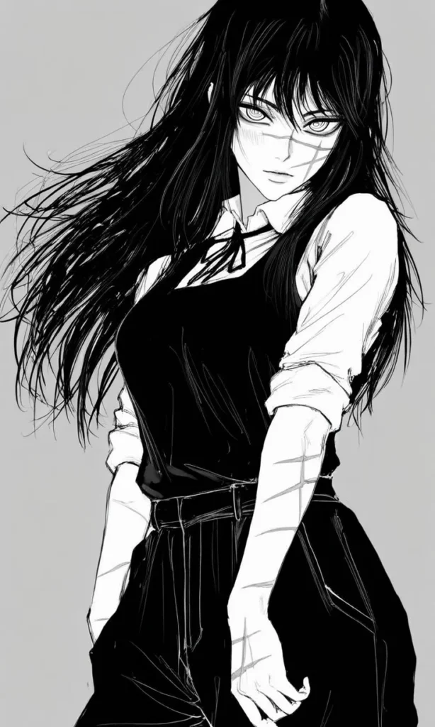 Hot Anime Girl PFP Black And White
